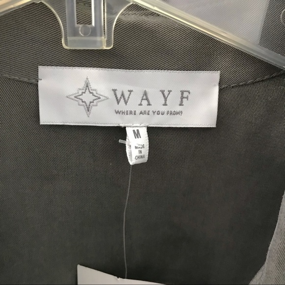 WAYF Olive Button Down Shirt Dress Lagenlook Long Sleeve Tunic Size Medium NEW - Picture 2 of 15